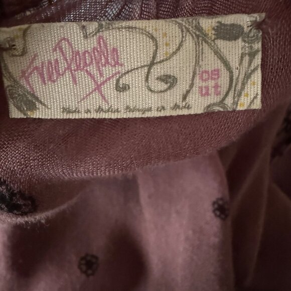 Free People Bohemian Paisley Floral Kimono Cardigan With Fringe Hem In Mauve & B - Picture 7 of 7